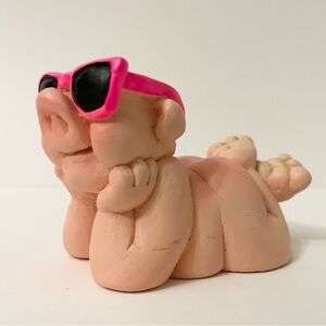 Vintage Wetherbee Pig Figurine Sun Bathing Figure